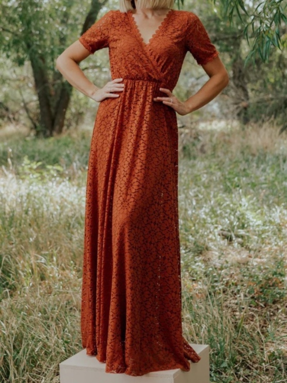 BALTIC BORN Venice Lace Maxi Dress Rust Size XXL NWT